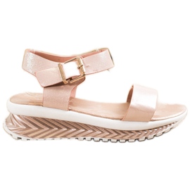 Groto Gogo Sandaler på platformen med glitter beige gylden
