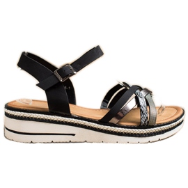 Groto Gogo Moderigtige sandaler på en lav kile sort grå