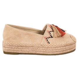 Coura Suede Espadrilles med frynser beige
