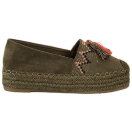 Coura Suede Espadrilles med frynser grøn