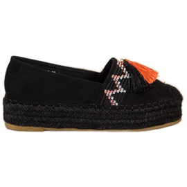 Coura Suede Espadrilles med frynser sort