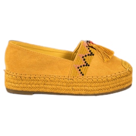 Coura Suede Espadrilles med frynser gul