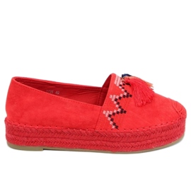 Rød 1735 Røde frynsede espadriller