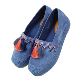 Blå 1735 Blå frynsede espadriller