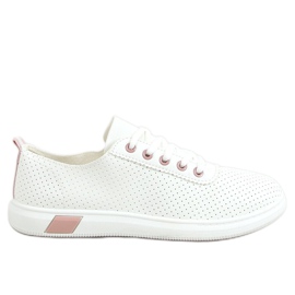 Hvide og lyserøde sneakers til kvinder LA42 Pink