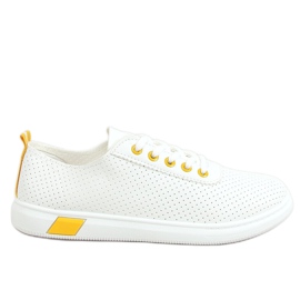 Hvide og gule sneakers til kvinder LA42 Gul