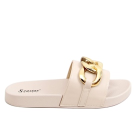 Beige hjemmesko med en kæde CK203 Beige