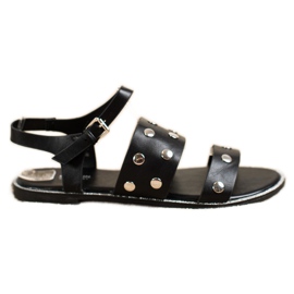 Goodin Sorte sandaler med rhinestones
