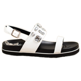 SHELOVET Hvide sandaler med krystaller