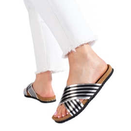 Bona Afslappede stribede flip-flops sort
