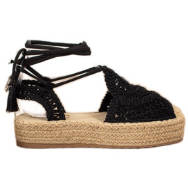 Seastar Bundet Espadrilles på platformen sort