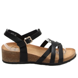 Sorte sandaler på kilehæl H072 Negro