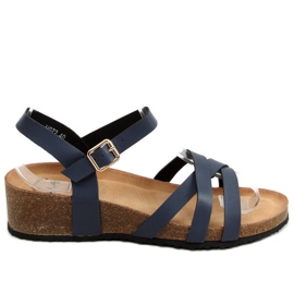Sandaler med kilehæl i kork marineblå H072 Azul marine blå