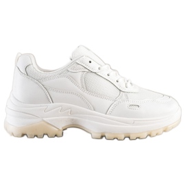 SHELOVET Hvide sneakers med mesh