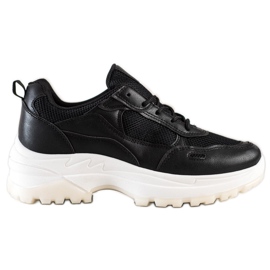 SHELOVET Sorte sneakers med mesh
