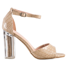 Renda Sandaler med gennemsigtig hæl beige