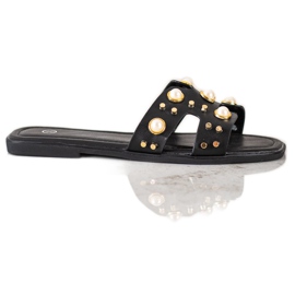 SHELOVET Moderigtige tøfler med rhinestones sort