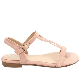Lyserøde sandaler i ruskind Z5721 Lyserød