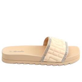 Kvinders beige tøfler 35-211 Beige