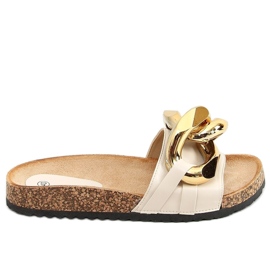 Beige Hjemmesko med en tyk kæde CK201 Beige