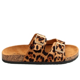 MS10005 Kork tøfler i leopardmønster brun