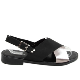 Sorte kvinders sandaler S060117 Sort sølv