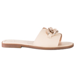 SHELOVET Hjemmesko med gylden dekoration beige