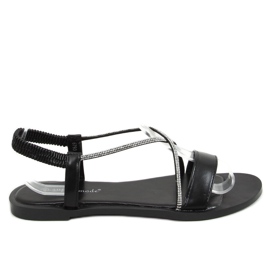 Sorte sandaler med cubic zirconias 6793 Sort