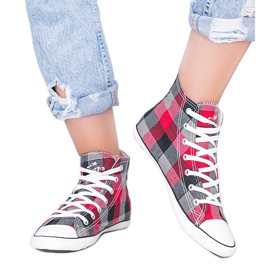 Shape of You røde, ternede sneakers sort grå