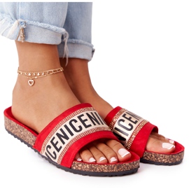 Røde flip -flops på kork med cubic zirconia Vær pæn