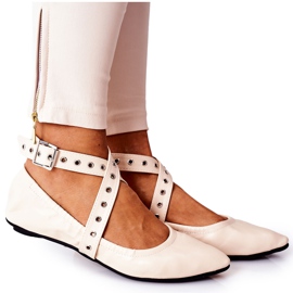 Foldende læderballerinas Lu Boo Beige
