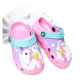 Børneskumtøfler Crocs Pink Turkis Oscar blå lyserød