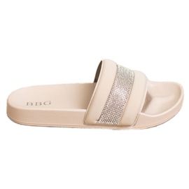 SHELOVET Hjemmesko med cubic zirconia beige