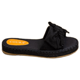 Coura Espadrilles hjemmesko med sløjfe sort