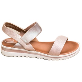 Best Shoes Moderigtige slip-on sandaler lyserød gylden
