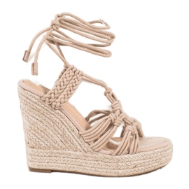 Seastar Bindede sandaler på en høj kile beige