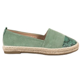 Bestelle Espadrilles med slangetrykindsats grøn