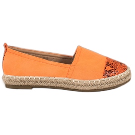 Bestelle Espadriller med slangeprint orange