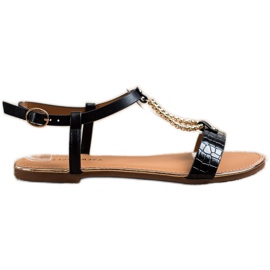 Laura Mode Sandaler med dekorativ kæde sort