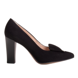 Marco Shoes 1008P sorte velourpumper med udsmykning