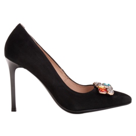 Marco Shoes 1057P sorte nitter med store sten