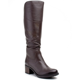 Marco Shoes Mørkebrun krøllet læder Cossack
