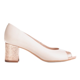 Marco Shoes Beige 1093P pumps med dekorativ hæl