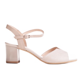 Marco Shoes Beige sandaler 0624P i interessant læder