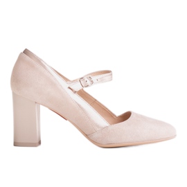 Marco Shoes Pumps med rem på en stabil hæl beige