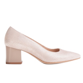 Marco Shoes Beige 1038P sko med en stabil hæl