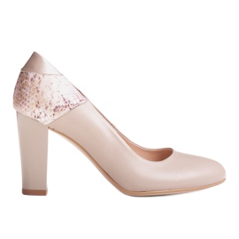 Marco Shoes Beige 1154P pumper med krybdyrmotiv