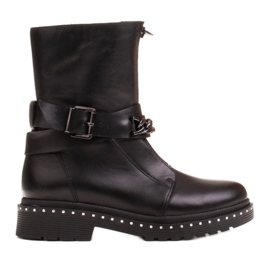 Marco Shoes Marco 1262B damestøvler med kæde, Glany sort