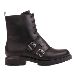 Marco Shoes Kvinders snørestøvler 1364B med dobbelt spænde sort
