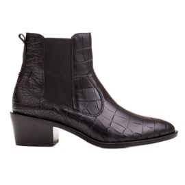 Marco Shoes Ankelstøvler til kvinder i cowboystil med motiv af slangeskind sort